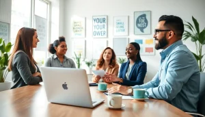 Business coach near me motivating small business owners in an energetic session.