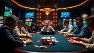 Experience thrilling action as gamblers enjoy live betting during a sports event, emphasizing ดูบอลสด.