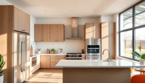 Revamping a kitchen with stunning home renovation features like modern cabinetry and appliances.