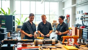 Engaged students learning at trade schools in Hawaii with modern tools and collaborative space.