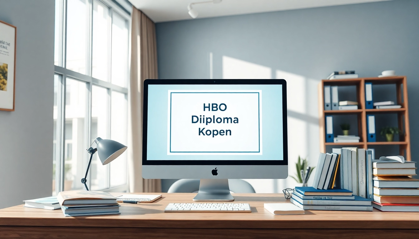 hbo Diploma kopen displayed on a digital screen in a professional office setting