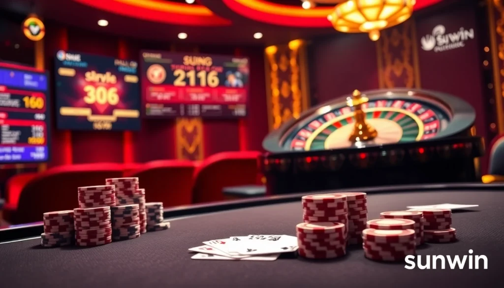 Engaging online poker scene at nhà cái sunwin with vibrant colors and luxurious elements.