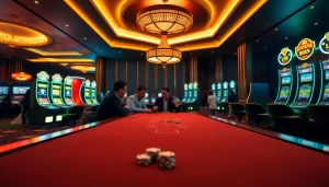 Experience the thrill of Canada casinos online with players enjoying a vibrant casino setting.