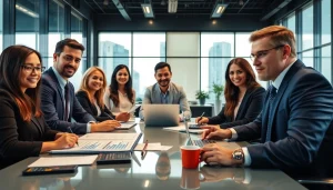 Audit Services in UAE: Professional auditors collaborating in a modern office environment.