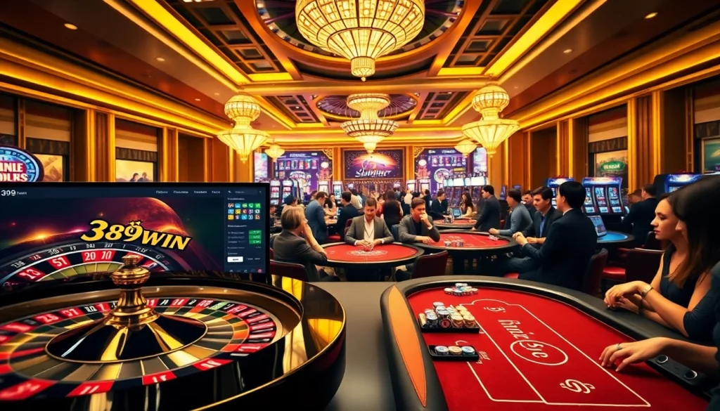 Play exciting games at 389WIN's vibrant online casino, featuring roulette and slots.