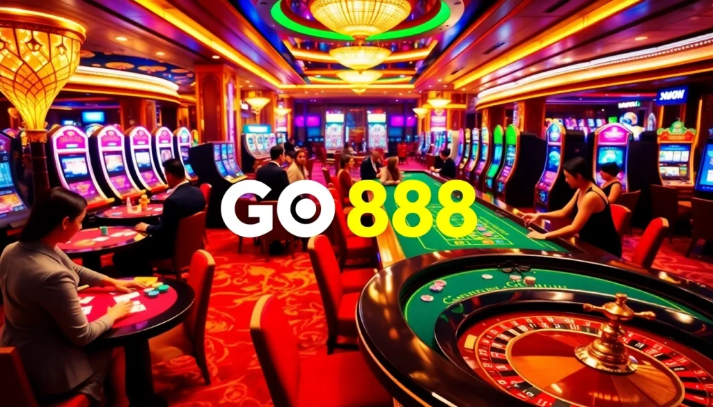 Experience the excitement of casino games at go88.com with professional dealers and vibrant gaming tables.