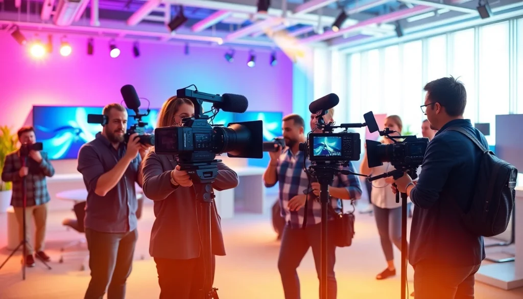 Capturing a dynamic scene of video production company Calgary with a professional filming team in action.