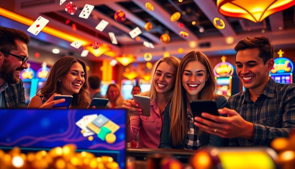 Engaging players enjoying the best online casinos in South Carolina in a lively digital environment.