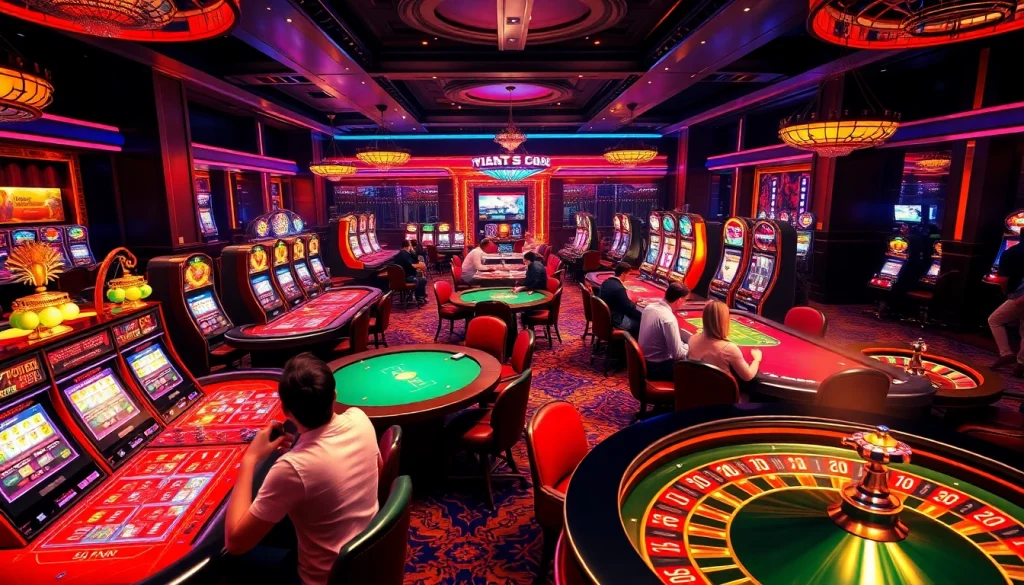 Experience the thrill of 'trang chủ 789win' with vibrant casino games, players strategizing at the poker table.