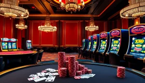 Excited players engaging with XN 88 slot machines and casino tables in a vibrant gambling scene.