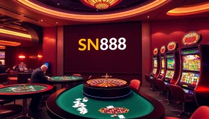 Experience the excitement of SN888 at a luxurious online casino with vibrant tables and thrilling games.