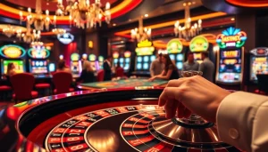 Experience high-stakes excitement at https://mm88.sh/ with a vibrant casino scene featuring roulette and lively players.