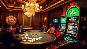 Exciting poker game at i9bet casino table with chips, cards, and atmosphere of luxury.