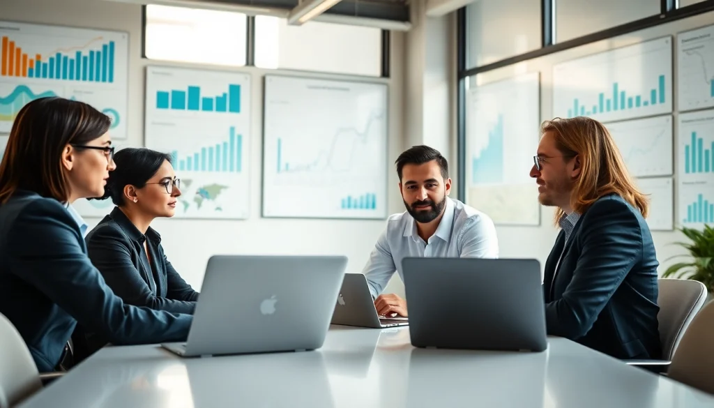 Analyze competitor pricing strategies with professionals collaborating in a bright office.