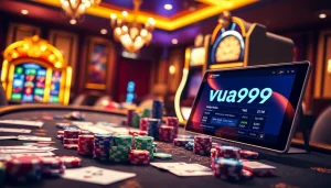Experience the excitement of gambling at Vua99 with vibrant casino elements and betting activities.