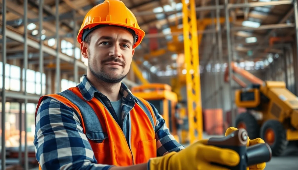 Engaging careers in construction with a professional working at a busy job site.
