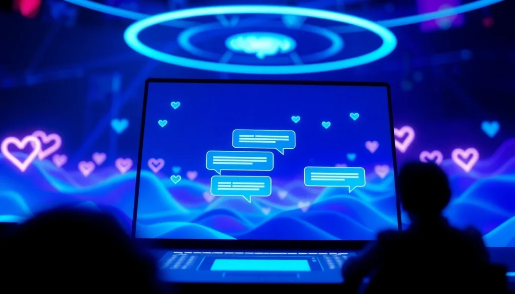 Engaging chat interface representing sex ai conversations in a futuristic digital landscape.