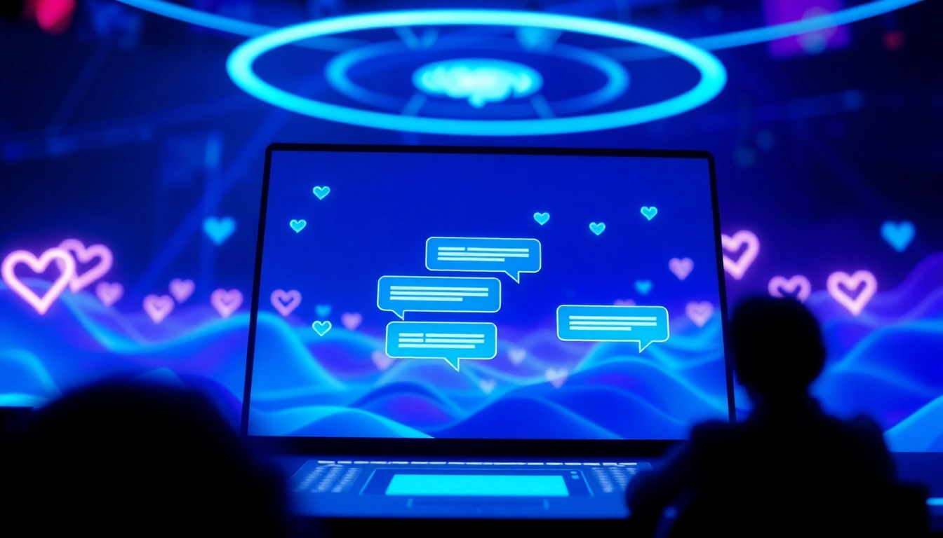 Engaging chat interface representing sex ai conversations in a futuristic digital landscape.