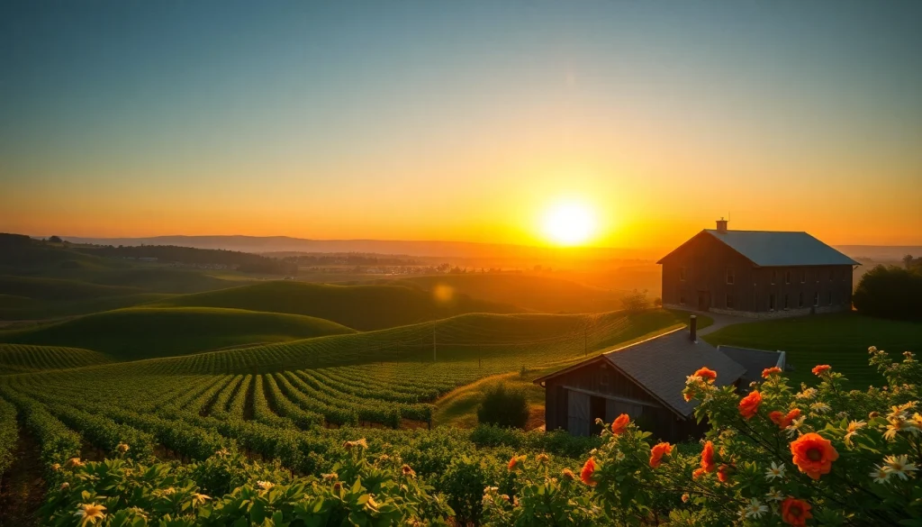 Beautiful vineyard sunset view in Clarksburg CA highlighting its natural beauty and tranquility.