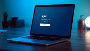vpn free download on a laptop screen showcasing a user-friendly interface for easy set up.