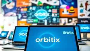 Engaging digital marketplace with https://orbitnix.com branding and vibrant e-commerce elements.