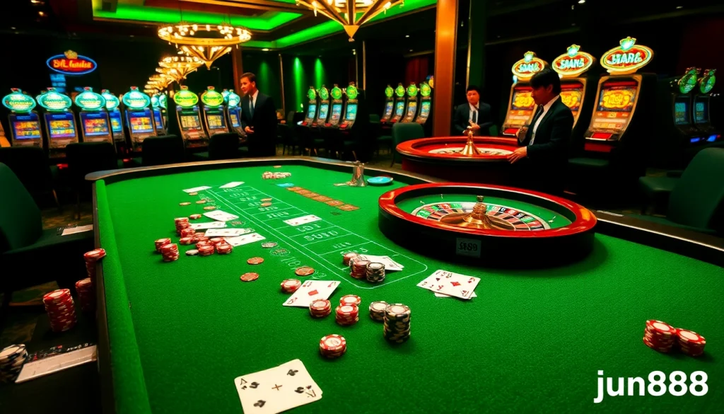 Experience thrilling baccarat action at jun888 with vibrant casino visuals and engaging gameplay.