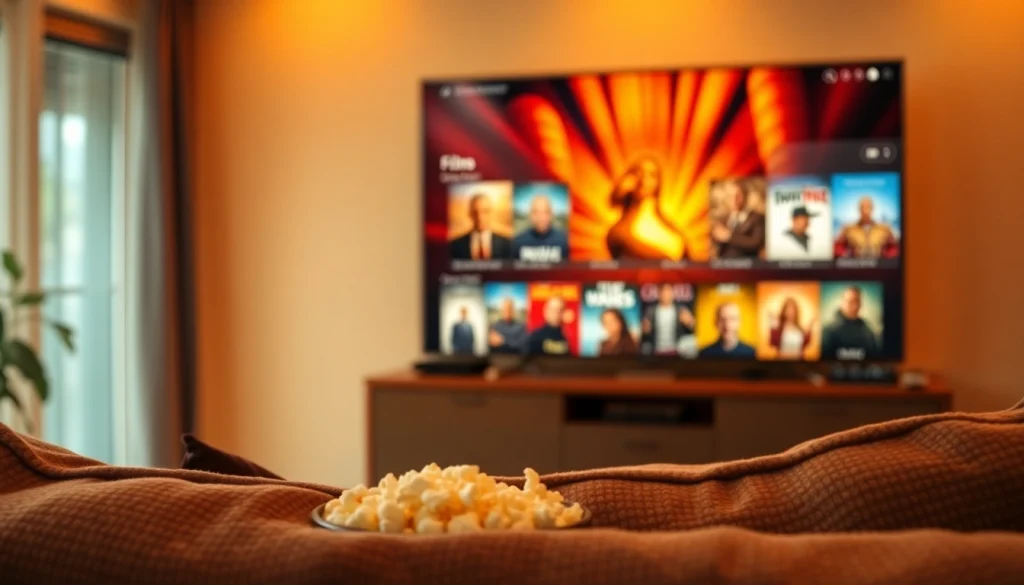 Watch movies effortlessly on https://bandarlayarkaca21.com with a cozy living room scene featuring a cinematic view.