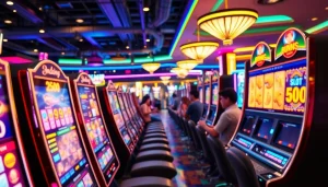 Menang besar dengan slot deposit 1000 dalam suasana kasino ceria dan meriah.