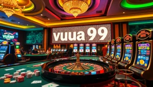 Players engaging in exciting games at VUA99's premier casino, showcasing poker chips and roulette.