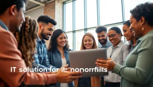 Enhancing managed it services for nonprofits through teamwork and collaboration in a bright office.