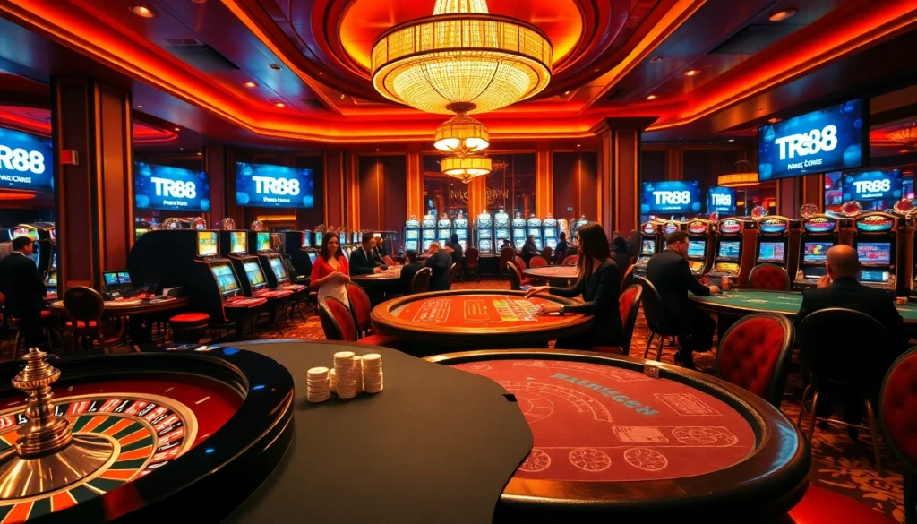Experience thrilling gaming at the website TR88 with exciting casino tables and vibrant slot machines.