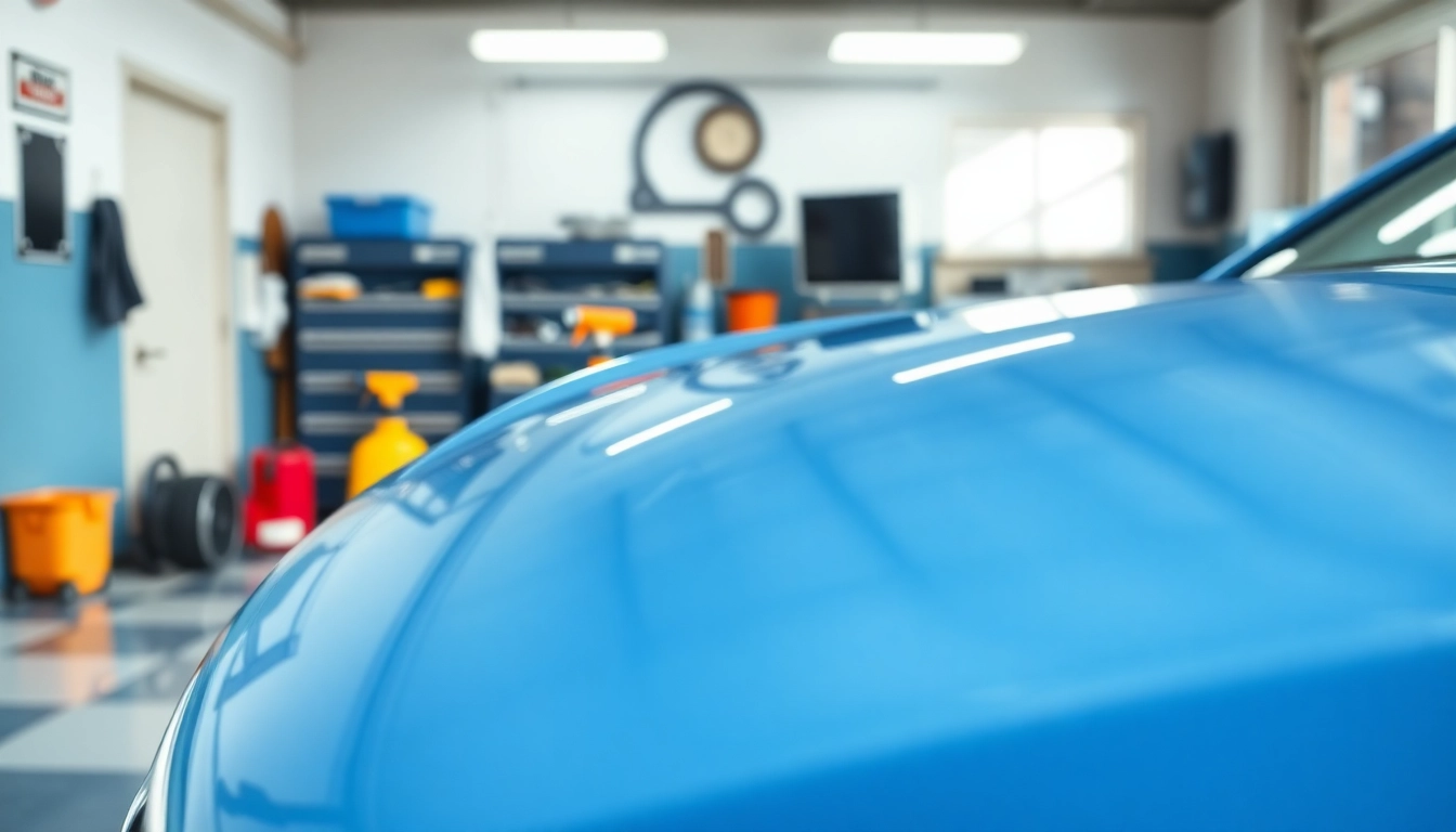 Experience car detailing Chattanooga with a meticulously detailed vehicle and tools in a bright setting.