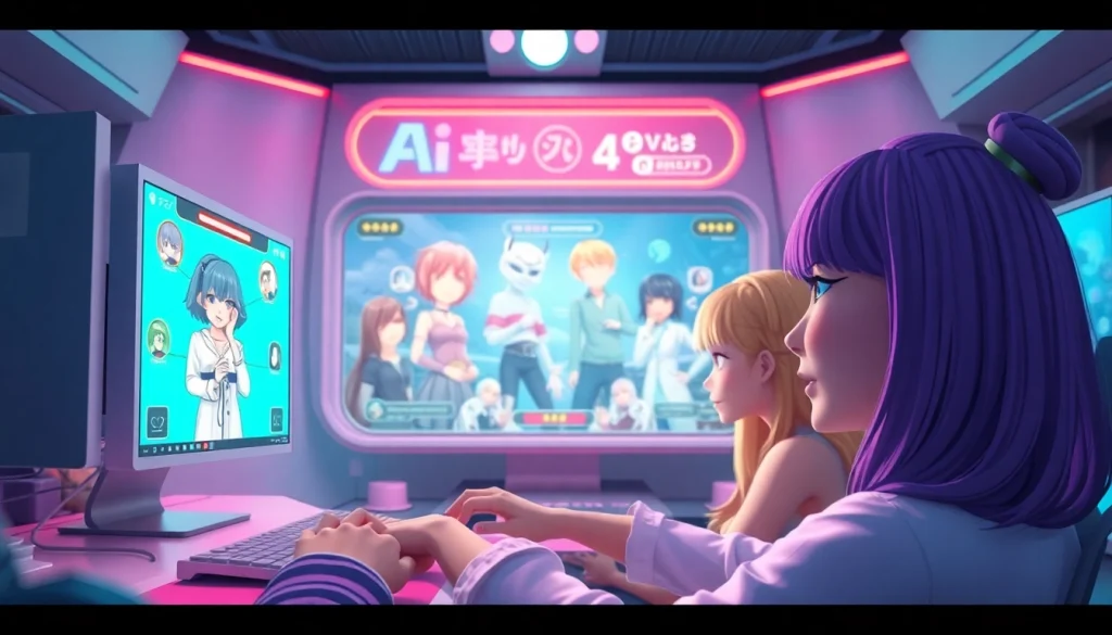 Engaging scene of users interacting with free NSFW character AI in a vibrant digital environment.