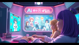 Engaging scene of users interacting with free NSFW character AI in a vibrant digital environment.