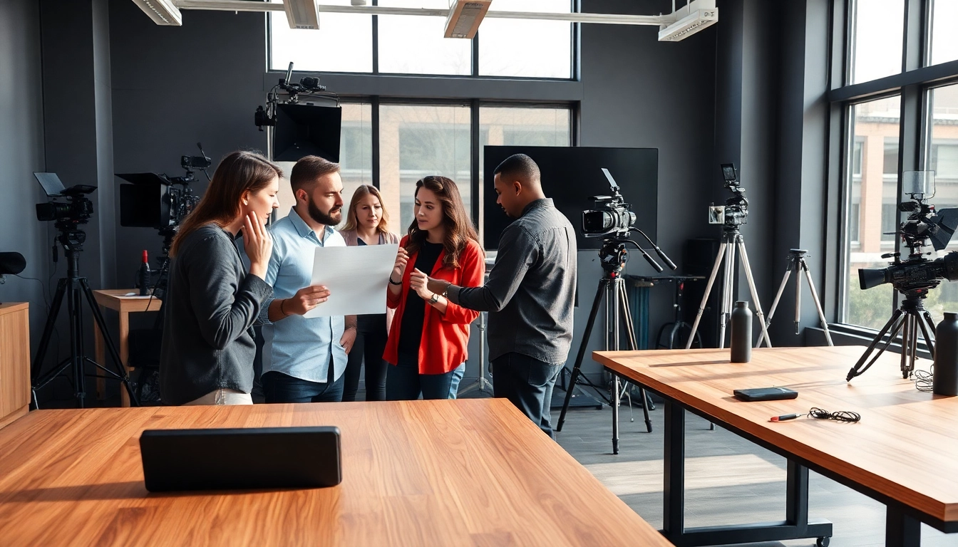 Engaging scene of corporate video production Phoenix team collaborating on a project.