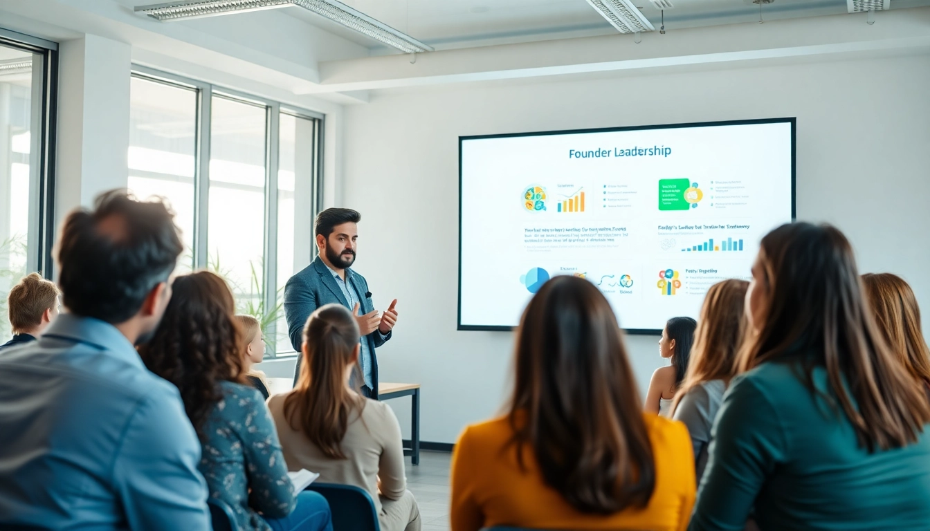 Engaging session on founder leadership insights with a professional coach and eager entrepreneurs.