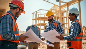 Engaging construction association North Carolina members collaborating on a building site.
