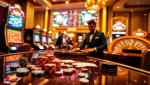 Engaging in a high-stakes poker game surrounded by the excitement of NK88 casino elements.
