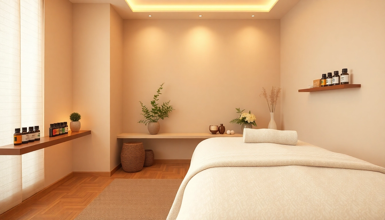 Relaxing 출장안마 therapy room with soft lighting and calming ambiance