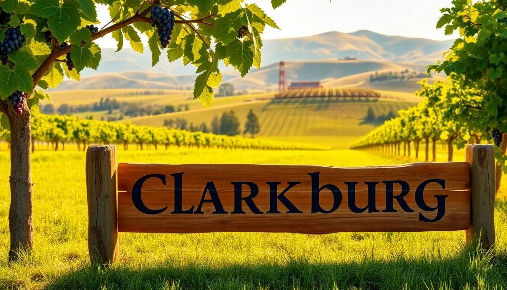 Experience charming landscapes of Clarksburg, CA, with vineyards and warm sunlight creating an inviting atmosphere.