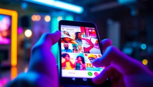 Vibrant instapro app interface showcasing Instagram features on a smartphone.