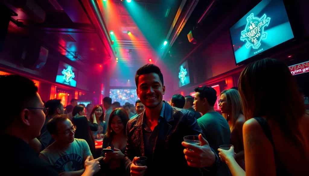 上海夜生活的迷人场景，体现明星八卦的精髓，明星与粉丝欢聚互动。