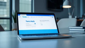 Engaging user interface for temp mail disposable email service on a modern device, symbolizing online privacy.