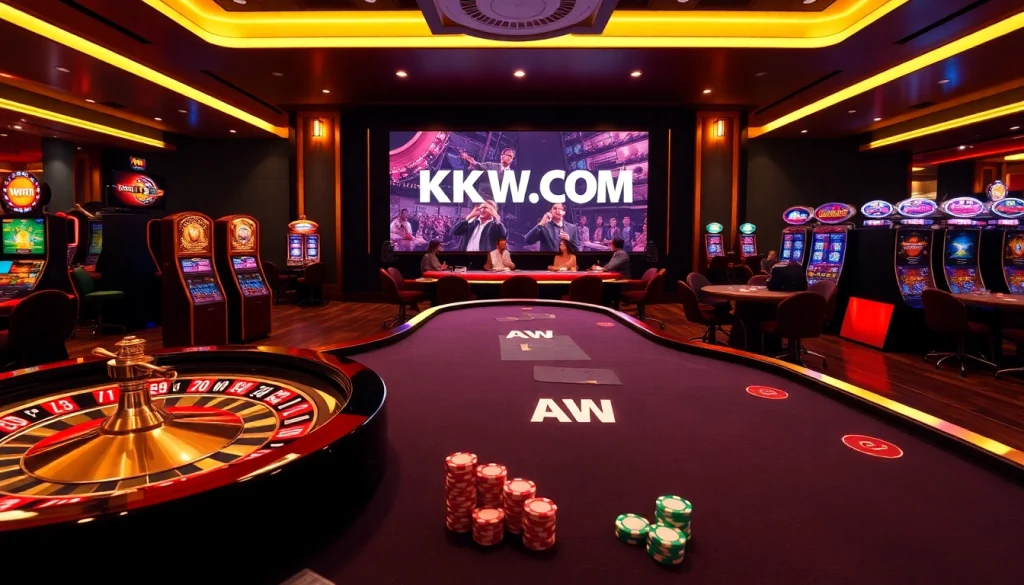 Experience the excitement of online gambling at KKWIN.COM with vibrant casino visuals and engaging players.