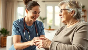 Engage with in home care austin tx showcasing a caregiver supporting a senior in a warm environment.