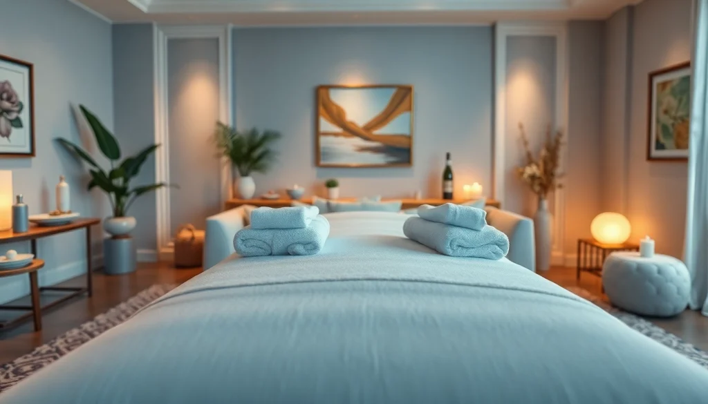 출장안마 setup in a luxurious living room with calming ambiance and professional decor.