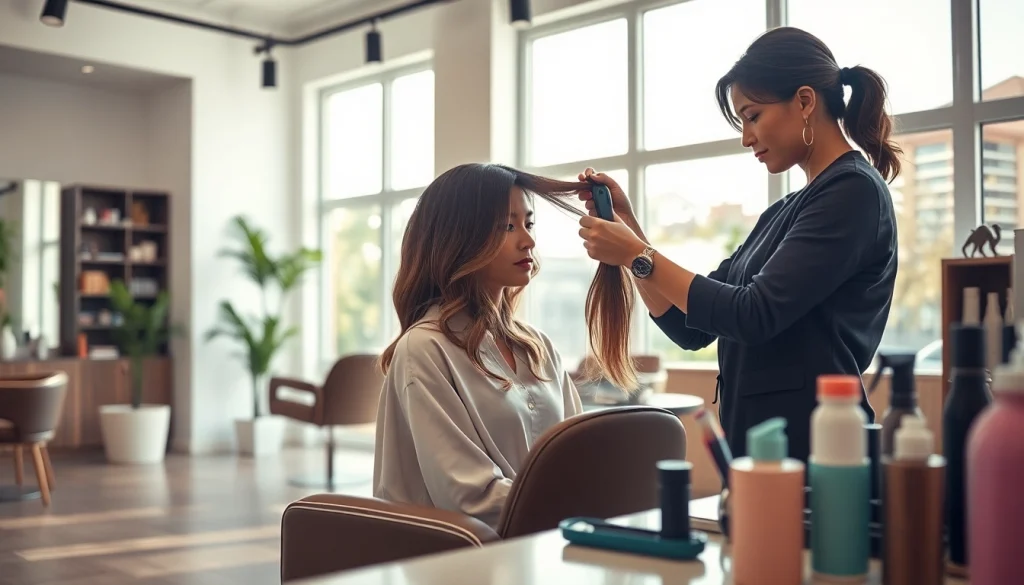 Transformarea coafurii in Bucuresti, cu un hairstylist profesionist la lucru.