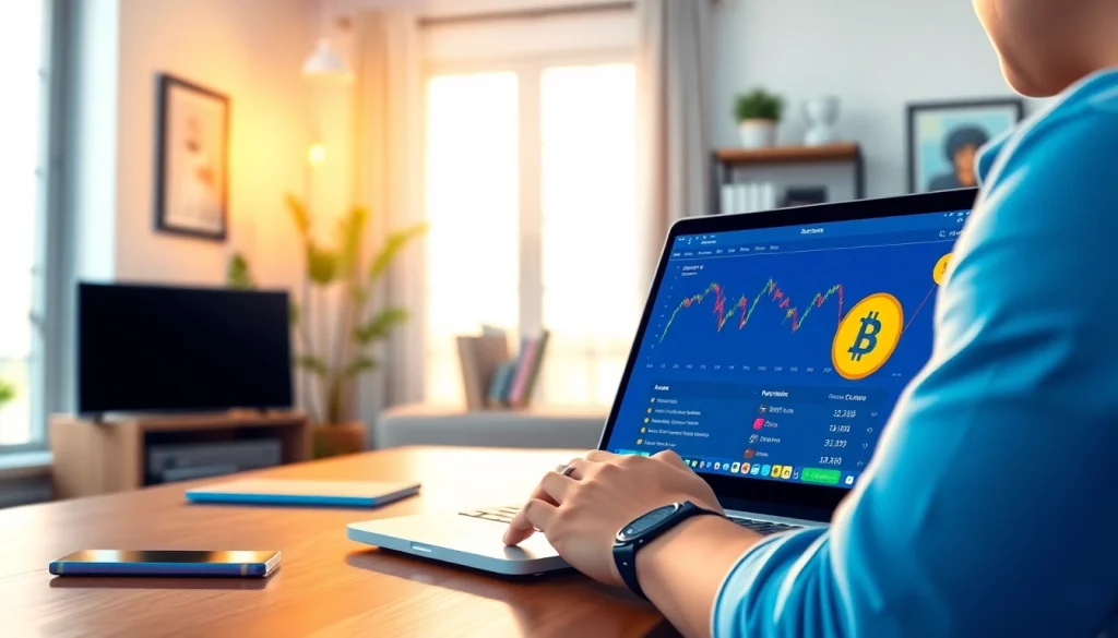 Acheter Bitcoin en ligne grâce à une interface de trading sur un ordinateur portable.