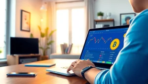 Acheter Bitcoin en ligne grâce à une interface de trading sur un ordinateur portable.