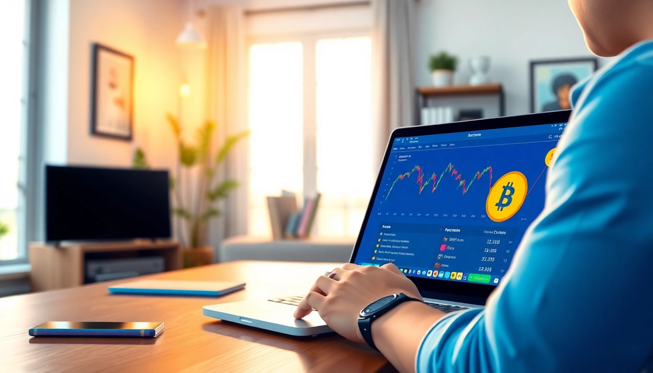 Acheter Bitcoin en ligne grâce à une interface de trading sur un ordinateur portable.